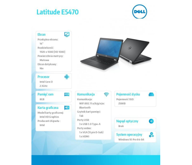 Dell Latitude E5470 i3-6100U/8GB/256GB SSD/Intel HD/14''/W10Pro - 1388791 - zdjęcie 13